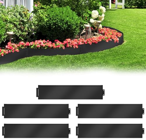 YRHome 30m Rasenkante Metall Beeteinfassung Verzinkt Beetumrandung Mähkante Metall Rasenkante Verzinkt Palisade,für Garten Bauernhof Hof (Länge 30m - Höhe 15cm) Schwarz