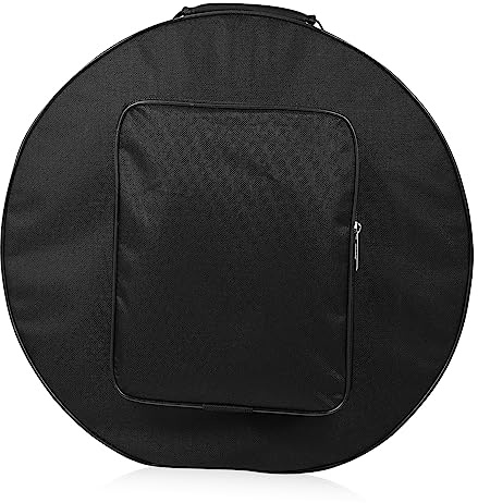 VANZACK Rucksack und Tragetasche für Snare Drum aus Schwarzem Nylon Runde Form mit Schulter und Handtragefunktion zur Aufbewahrung und Transport