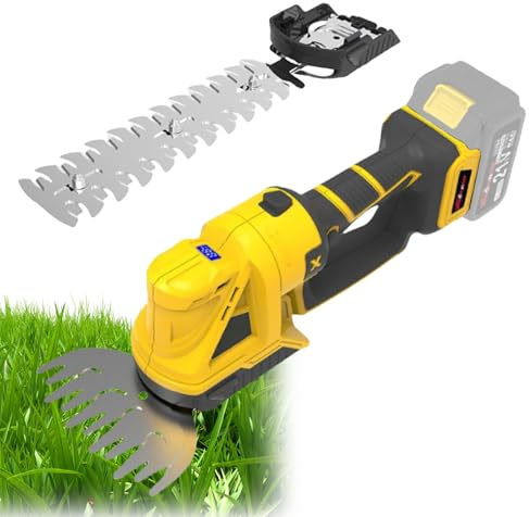 2 in 1 Cordless Hedge Trimmer Grass Shear Compatible with Dewalt 20V Battery, Handheld Grass Cutter Bush Trimmer Grass Shears Electric Grass Trimmer with 2 Blades for Yard Garden, Shrub, Lawn
