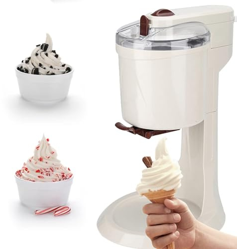 ANGDI Gelatiera Soft Commerciale, Macchina per Gelati Soft da Banco da 20 W con capacità di 1 L, Macchina per Dessert alla Frutta Fai da Te, Tritaghiaccio Elettrico per Bar e Pasticceria