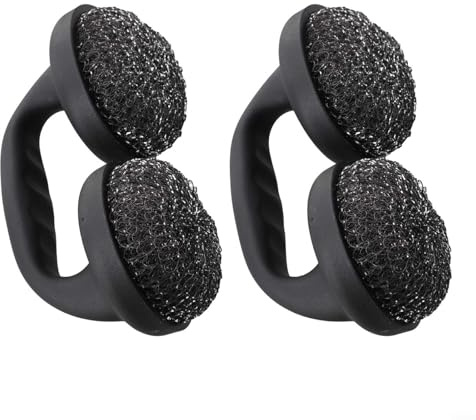 Lot de 2 brosses de nettoyage en fil de fer avec poils rigides pour le nettoyage du barbecue, avec poignée antidérapante confortable et construction en fil métallique robuste