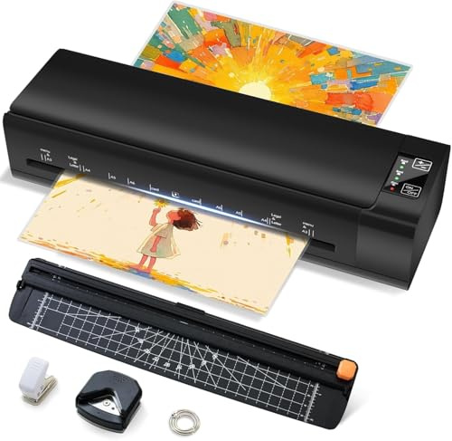 Laminator Machine, A3 Laminator with Pouches for Hot & Cold Laminating Machine, 6-in-1 Features Fast 60S Warm Technology, Max 13 Inch Width and ABS Never-Jam Design for Home, Office or School Use