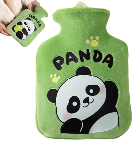 Wärmflasche Panda- Auslaufsicherer Handwärmer Warmwasserbeutel | Wärmehülle Für Warmwasserflasche für Frauen, Männer, den Nacken, die Schulter, die Taille, den Fuß, die Hand,