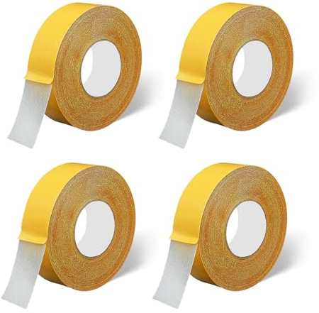 NYOSLB 4 Stück Doppelseitiges Stoffband, 20 mm x 10 m Stoff Saumband für Vorhänge Starkes Klebeband Doppelseitig Saumband mit Hoher Klebkraft Klebeband für Teppich Teppichboden Kunst