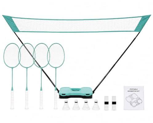 IRIX SPORTS Portable Pop Up Badminton Game Set with Net for Indoor & Outdoor Sports, Lawn, Garden & Beach, Includes Rackets, Shuttlecocks, Net & Carry Case, Easy Setup for Kids & Adults