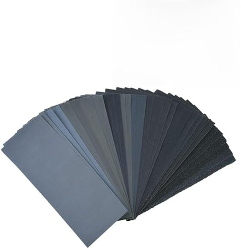 Juego de 100 hojas de papel de lija húmedo y seco, grano 229 x 90 mm, 100 piezas de plástico de metal húmedo con 10 hojas para cada construcción, hechas con abrasivos de carburo de silicio