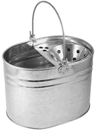 Plushé Haven 13L Heavy Duty Galvanised Metal Mop Bucket with Wringer – Industrial Steel Cleaning Pail with Carry Handle – Rust Resistant Commercial Floor Cleaning Bucket