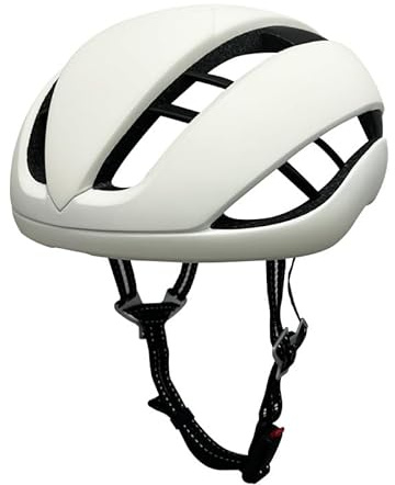 Hominas Casco per bicicletta da corsa, unisex, sportivo, regolabile da 58 a 61 cm, design aerodinamico con grandi aperture di ventilazione, per uomo e donna, bianco opaco, L