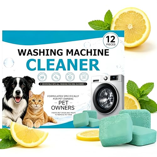 Tablettes nettoyantes pour tambour de lave-linge – Formule enzymatique pour un nettoyage en profondeur – Élimine poils d'animaux et calcaire – Parfum frais – Compatible avec tous (1Pièce)