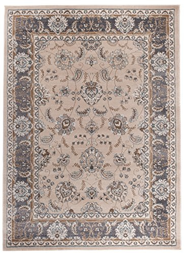 Carpeto Groß Teppich Flur 200x300cm Creme Klassisch Weich Pflegeleicht | Teppich für Eingangsbereich Küche Büro Wohnzimmer Schlafzimmer Beige Fußbodenheizungsgeeignet Reinigungsmittelbeständig