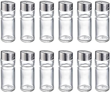 Westmark Universalstreuer, 12 Stück, Fassungsvermögen: je 40 ml, Glas/Rostfreier Edelstahl, Wien, Silber/Transparent, 650722E2