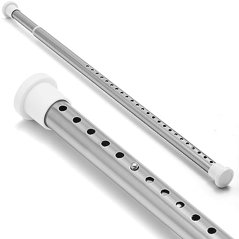 Spring Tension Rod Extendable Telescopic Shower Curtain Pole 75-110cm | Stainless Steel Shower Curtain Rod Heavy Duty Shower Curtain Rail Hanging Bar with No Drilling,Silver