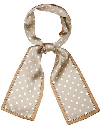 sourcing map Damen 50s Vintage Ribbon Skinny Schal Schöne Halswickel Polka Dots Haarband Kopftuch Khaki Kleine Dots 98 x 9cm
