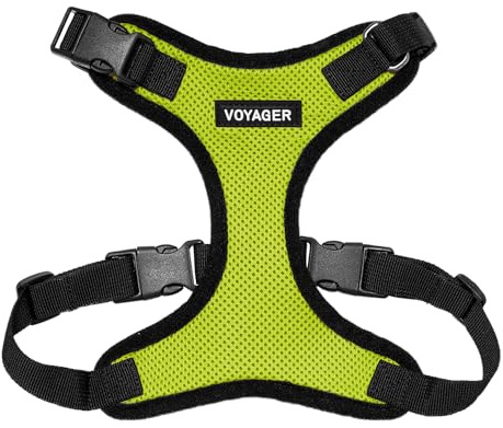 Best Pet Supplies Voyager Step-in Lock Pet Harness – All Weather Mesh, justerbart steg i selen för katter och hundar limegrön bas, S (byst: 33-50 cm)