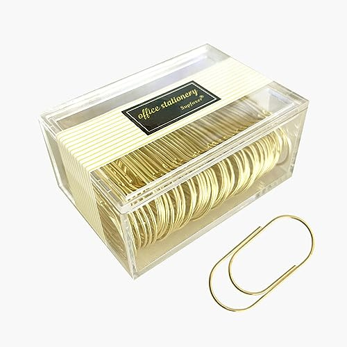 Gold Large Paper Clips, 50pcs 50mm/1.97 Oversized Jumbo Wide Planner Giant Paper Clip Non Skid Smooth Finish Steel Wire Office Supply Invitation Accessories (Gold)
