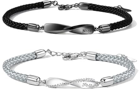 2 stycken damarmband, graverade pararmband, graverade par, smycken, flätade smycken, vävda armband, för bästa vän, partner, tonårspojkar, vänskap, present (svart)