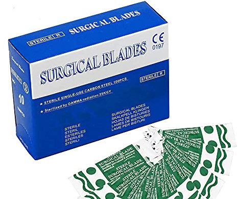 SUMEDTEC – Pack de 100 cuchillas de repuesto bisturí nº 10 Estériles - Cuchillas escalpelo - Bisturí quirúrgico – Hojas de Recambio