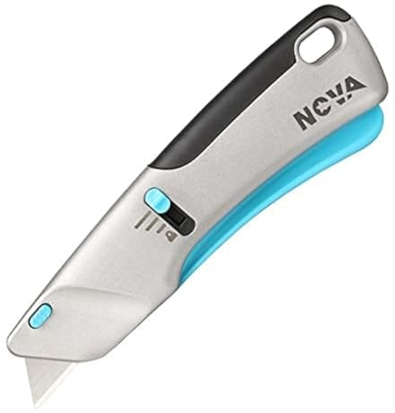 Nova Squeeze Trigger Utility Knife and Heavy Duty Box Cutter, Self Retractable Safety Knife for Cardboard & Work, Ergonomic Aluminum Body, Safety-Lock Design, Durable and Safe