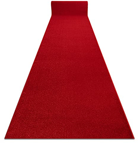 rugsx Läufer KARMEL glatt - Einfarbiger Teppichläufer für Küche, Wohnzimmer & Flur - Karminrot/Rot - 80x600 cm