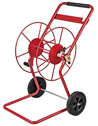 Metall Schlauchwagen Gartenschlauch Wasserschlauch Wagen rot mit 3/4 Adapter mit Schnellverbinder