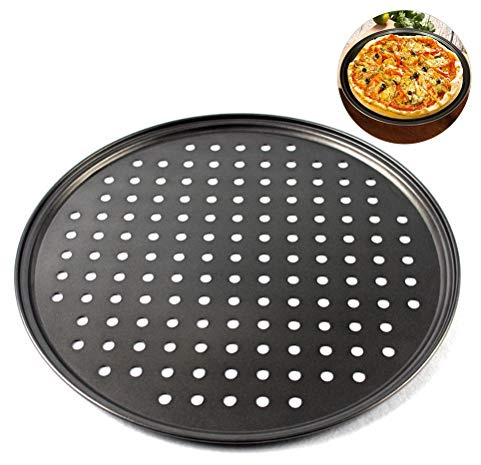 Sahgsa Teglia per pizza antiaderente con fori in acciaio al carbonio, teglia rotonda per pizza da 26/2832 cm