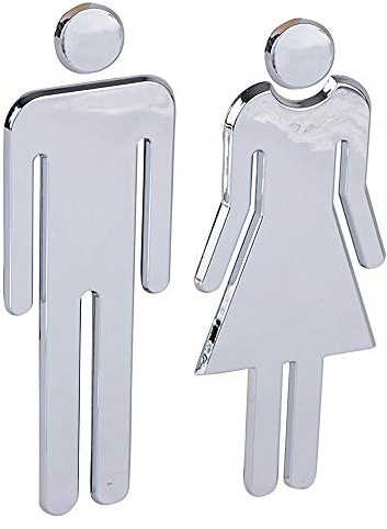 Toilet Door Sign,2 PCS Male and Female Toilet Signs ABS Plastic WC Sign Toilet Self-adhesive Signs for Ladies and Gentlemen for Hotel Store Parking Shopping Center Restaurant Home Decoration
