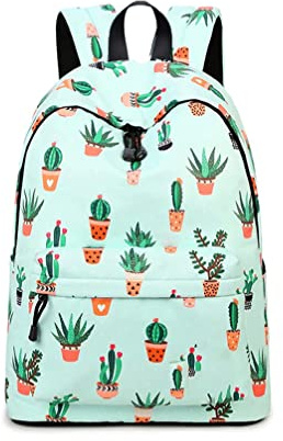 JIANLINST Mädchen Schulrucksack Jungen Teenager Schultasche Wasserdicht Nylon Rucksack Damen Schulranzen Freizeitrucksack Laptop Tasche Kaktus
