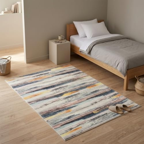 Tinyboy-hbq Tappeto Salotto Pelo Corto Moderno Morbido Tappeto Camera da Letto Soggiorno Antiscivolo Grande Tappeti Salotto (Multicolore, 80 x 120cm)