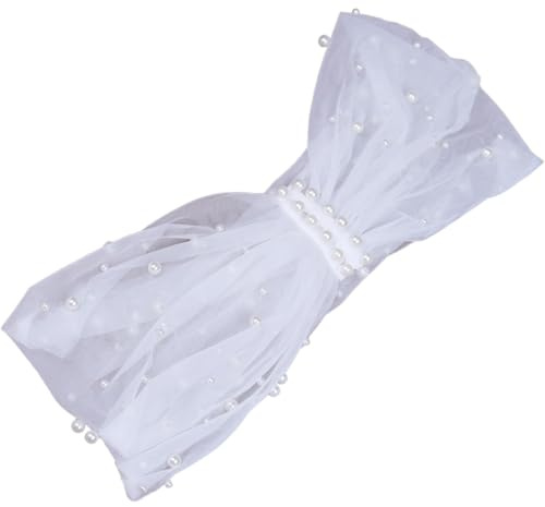 Dinntty Damen-Hochzeitstola mit Spitze, transparenter Tüll, plissiert, schulterfrei, Stola für Abend, Abschlussball, Partykleid