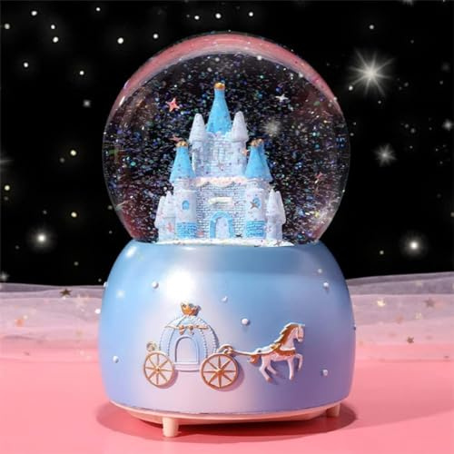 Sfera Di Cristallo Di Music Box Globo musicale con neve carillon rotante luce notturna palla automatica ornamento da tavolo per compleanno Natale Capodanno festa festival regali