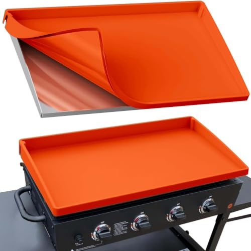 BANGIE Grillmatte für Blackstone 91,4 cm Grillzubehör, vollständiger Rundumschutz, Silikonmatte für Grillplatte, lebensmittelechte Silikon-Grillmatte, Orange