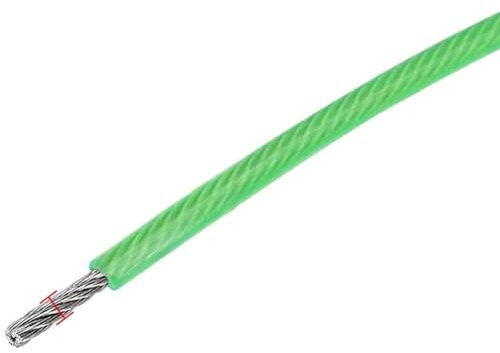 Stahlseil 328 Fuß langes Vinyl-Drahtseil, grün beschichtetes 304-Edelstahl-Drahtkabel für Aufhängen von Lichterketten, Pflanzen und Laternen (Color : 3/16in(5mm), Size : 328FT)