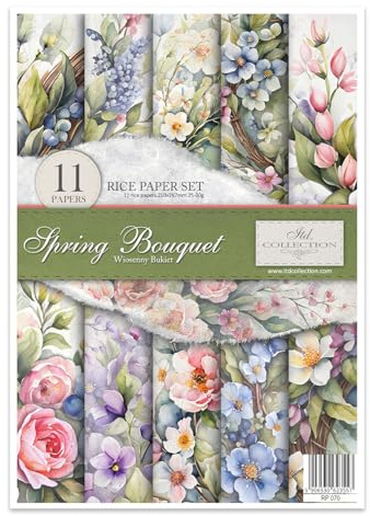 ITD Collection - Set carta decoupage carta di riso A4 set creativo 210x297 mm - carta decorativa 30 g/m² (RP070 -Spring Bouquet)