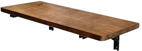 Wandklapptisch Küche 60x40 Massivholz Klapptisch Abgerundete Ecken Hohe Belastbarkeit mit 2 Metallbügeln für Schlafzimmer, Küche, Balkon(120x35cm)