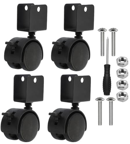PATIKIL 1.5 Swivel Caster with 7/9 U Bracket, 4 Pack 360° Rotation Swivel No Noise Wheel with Brake Total 66 Lbs Locking Caster for Furniture Legs