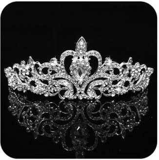Tiara Kristallkrone mit Strasskamm Silber Strass Tiara Hochzeit Tiara Hochzeit Braut Strass Krone für Geburtstags Hochzeit Abschlussball Prinzessinnenpartys (Silver A)