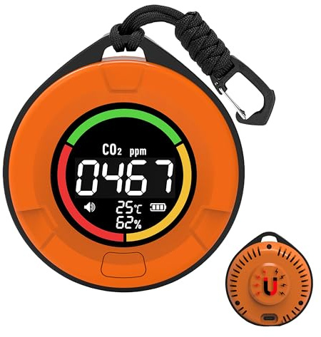 Protmex 4 in 1 Portable Carbon Monoxide Detector, Professional Rechargeable CO CO2 Detector Meter Air Quality Monitor with Magnetic Suction, RV Carbon Dioxide Detector Alarm Temp/Humidity Sensor