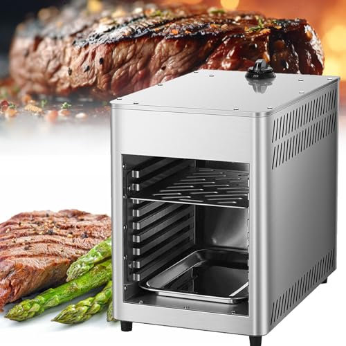 VNATWGOO Asador De Carne A Gas para Interiores, Parrilla Comercial para Carne De Res De MúLtiples Capas para Interiores A 1400 ℉ Asador, Horno AutomáTico para Carne,NPJ002G