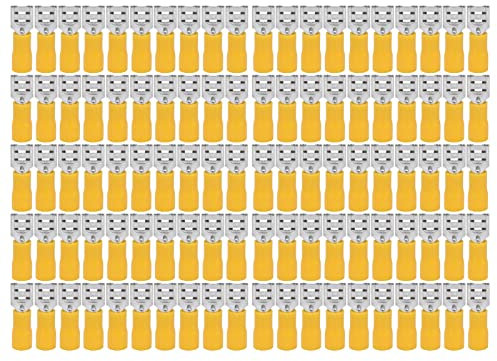 100 Stück Isolierte Kabelschuhe, Isolierte Kabelschuhe, Weibliche, Weibliche Flachstecker, Elektrische Crimpverbinder – Kupfer- und PVC-Klemmen für AWG