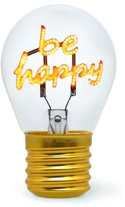 Legami - Lampada da Tavolo a forma di Lampadina, Ricaricabile con Cavo USB, Senza Fili, Bulb Fiction, Tema Be Happy, 6.8 x 10.3 cm