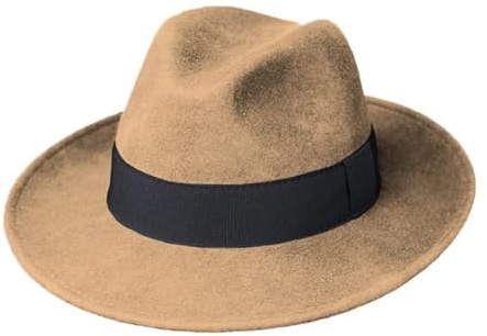 fiebig Fedora Wollfilzhut | Filzhut mit Ripsband Waterproof & Crushable