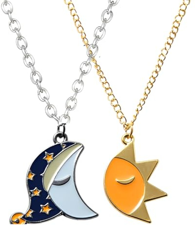 QEQSHQO 3 Piezas Collar De La Amistad Del Collar De La Luna Del Sol, Regalo De La Cadena Del Colgante Del Regalo De Cumpleaños De Las Niñas