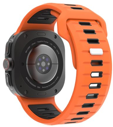 NEMUALL Silikonband för Galaxy Watch Ultra 47 mm, mjukt och andningsbart sportband, ersättningsarmband för Samsung Galaxy Watch Ultra 47 mm, Orange + svart