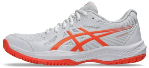 ASICS Women's Upcourt 6 Volleyball Shoes, 10, White/Vivid Coral
