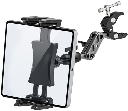 Tendak Supporto per iPad per Cyclette, Supporto Tablet per Microfono, Staffa Regolabile a 360 Gradi, Compatibile con iPad Pro, Air Mini, Samsung Galaxy Tab, Tutti i Telefoni e Tablet da 4,7-12.9