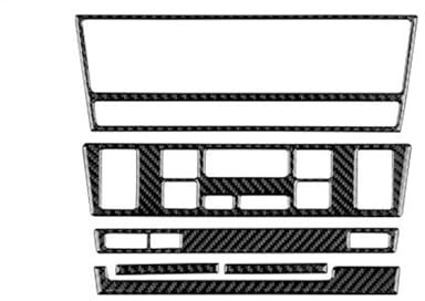 Zierleiste Hinten Luft Auto-Klimaanlage für AC-CD-Panel für Sitzheizung, Innenverkleidung, Dekor, Carbon-Look-Aufkleber, für 5er-Serie M5 E39 1998–2003(Schwarz,RHD)