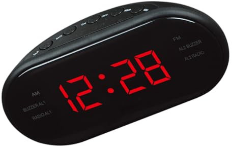 Holibanna Digitaler Radiowecker Mit Fm Am Radio Gebogenes Großes Display Rot Schlummerfunktion Und Nachtlicht Wecker Mit Dual Alarm Und Abschaltautomatik Für Schlafzimmer