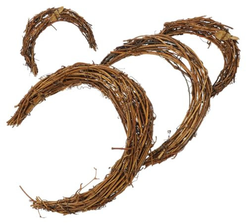 ABOOFAN 4stücke Mondförmige Natürliche Rattan Kranz DIY Handwerk Rattan Reben Hoop Rahmen Für Blumenkranzherstellung Und Dekoration