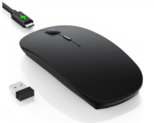TECKNET Bluetooth Mouse, Slim Rechargeable Wireless Mouse with 4800/3200/2400/1600/1200/800 DPI, USB-C, 2.4G Receiver, Quiet Portable Mini Mouse for MacBook Air/Pro, iMac, Surface Pro, PC
