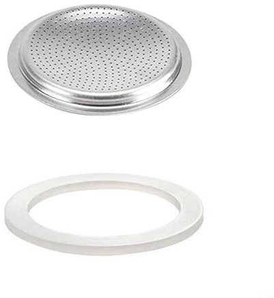 MoSundi Joints de rechange en silicone avec filtre écran pour cafetière à café, espresso, moka, différentes tailles disponibles pour cafetières 1/2/3/6/9/12 tasses (3 tasses + tamis)